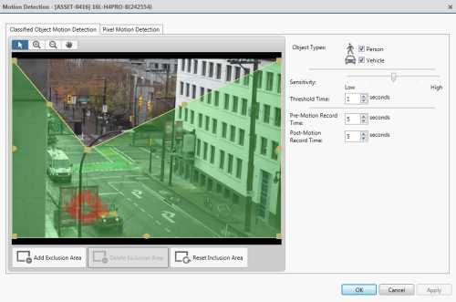 Setting Up Classified Object Motion Detection